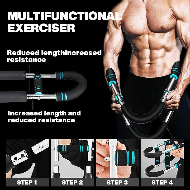 Arm Trainer Strengthen Chest and Arm Muscles Workout Men'S Fitness Trainer Detachable 60-110LBS Adjustable Resistance Portable Power Twister Bar Home Fitness Equipment