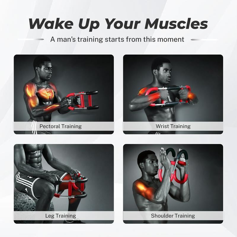 Arm Trainer Strengthen Chest and Arm Muscles Workout Men'S Fitness Trainer Detachable 60-110LBS Adjustable Resistance Portable Power Twister Bar Home Fitness Equipment