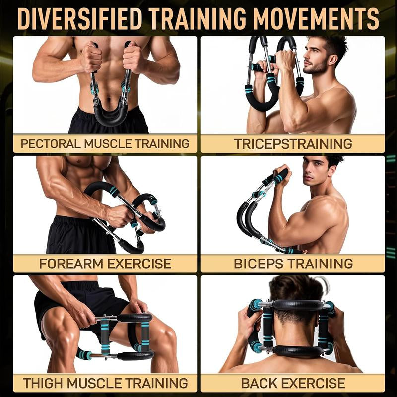 Arm Trainer Strengthen Chest and Arm Muscles Workout Men'S Fitness Trainer Detachable 60-110LBS Adjustable Resistance Portable Power Twister Bar Home Fitness Equipment