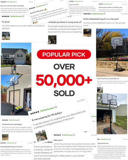 Portable Basketball Hoop Goal Basketball Hoop System Height Adjustable 7 Ft 6 in 10 Ft with 44 Inch Indoor Outdoor PVC Backboard Material