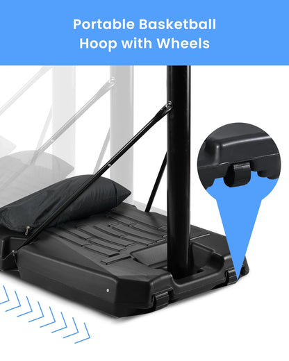 Portable Basketball Hoop Goal Basketball Hoop System Height Adjustable 7 Ft 6 in 10 Ft with 44 Inch Indoor Outdoor PVC Backboard Material