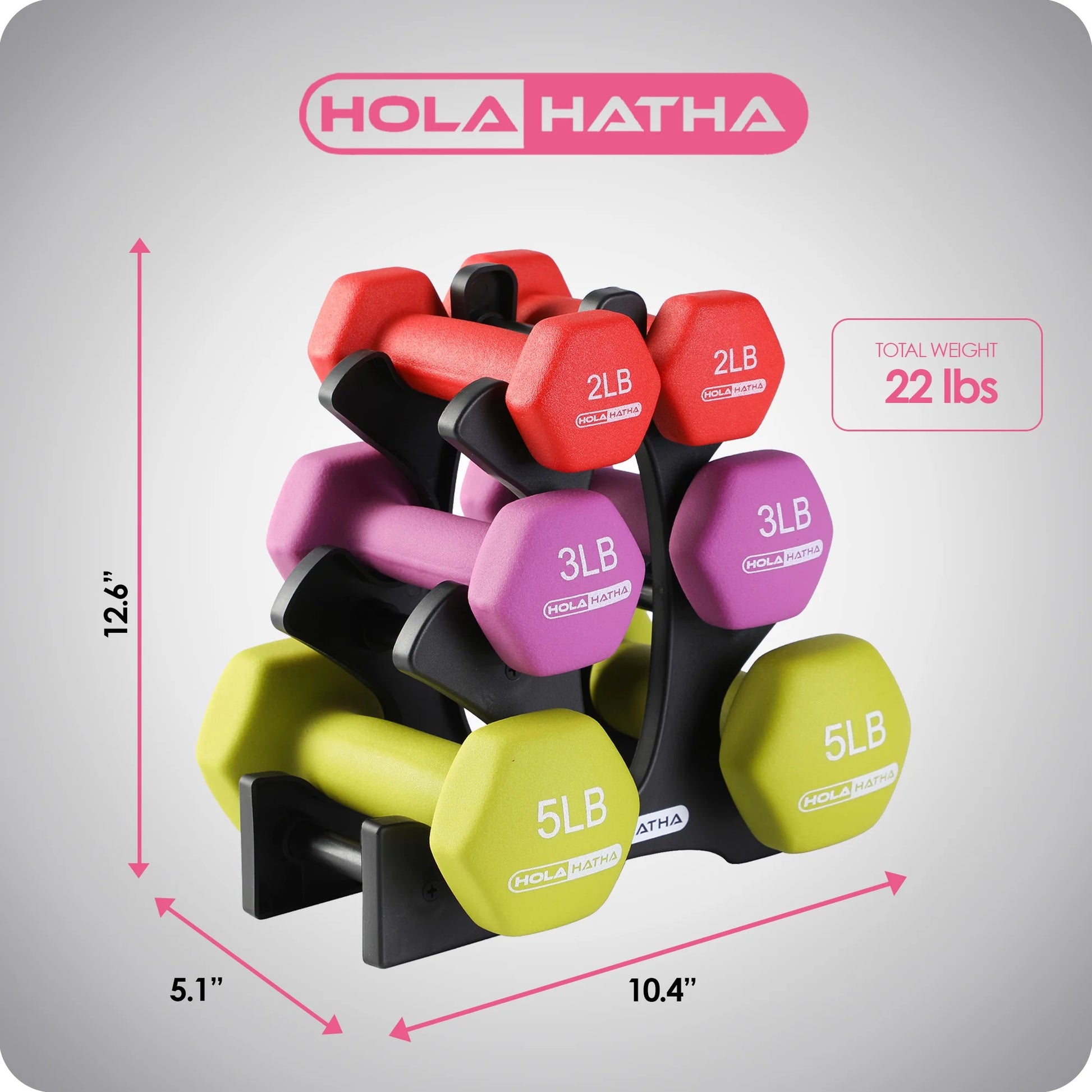 Neoprene Dumbbell Free Weight Set with Rack