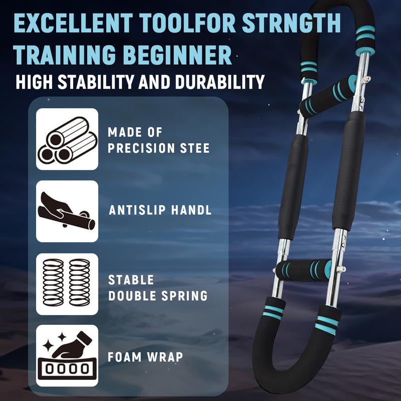 Arm Trainer Strengthen Chest and Arm Muscles Workout Men'S Fitness Trainer Detachable 60-110LBS Adjustable Resistance Portable Power Twister Bar Home Fitness Equipment