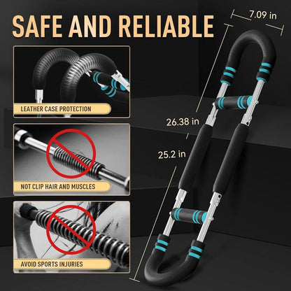 Arm Trainer Strengthen Chest and Arm Muscles Workout Men'S Fitness Trainer Detachable 60-110LBS Adjustable Resistance Portable Power Twister Bar Home Fitness Equipment