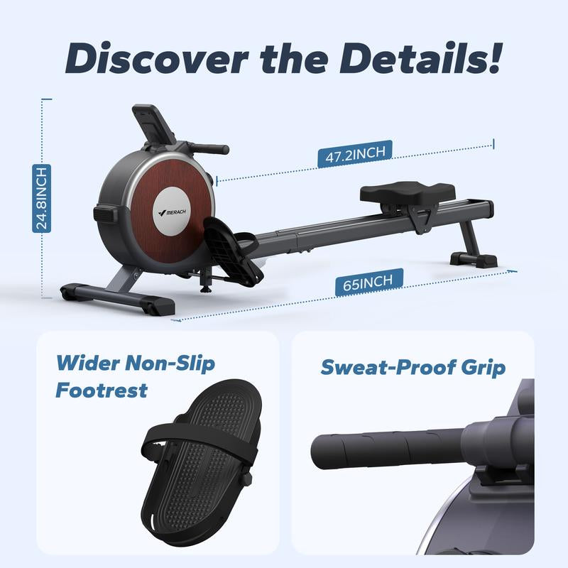 Merach Rowing Machines for Home Gym, Quiet Magnetic Rower Machine 16 Levels of Resistance, Dual Slide Rail with Max 350Lbs, Simulate Real Row, Ultra-Quiet Rower Compatible Ergonomic Design, Tiktokshopblackfriday